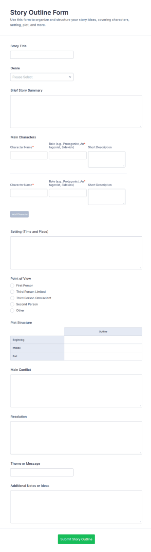 Story Outline Form Template