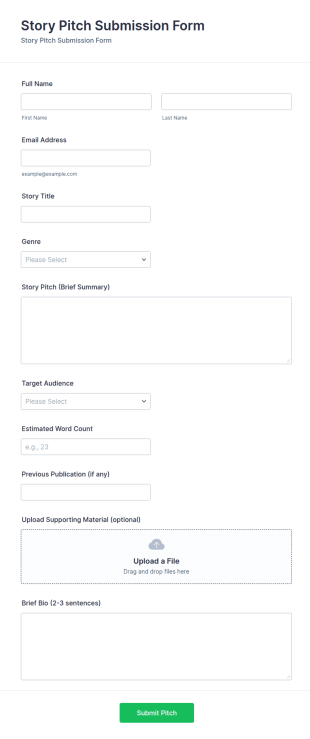 Story Pitch Submission Form Template