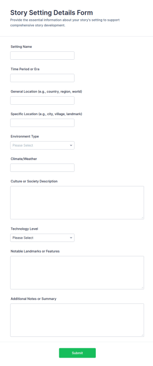 Story Setting Details Form Template