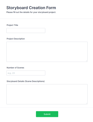 Storyboard Creation Form Form Template
