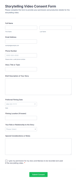 Storytelling Video Consent Form Template