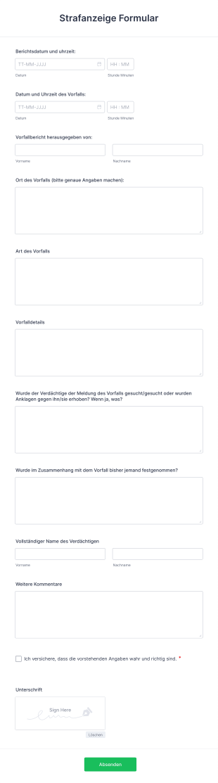 Strafanzeige Formular Form Template