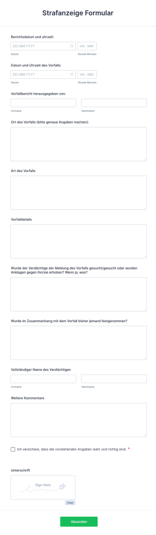 Strafanzeige Formular