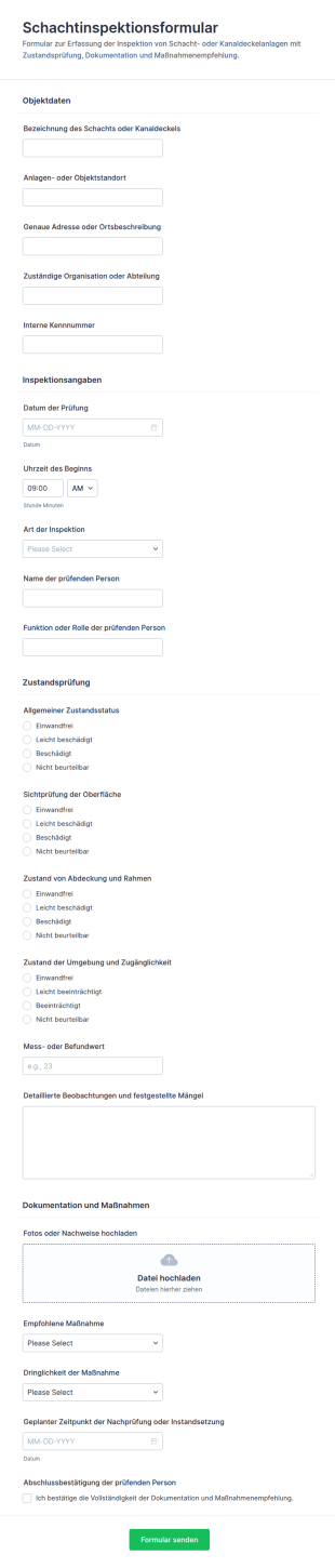 Straßenablauf Inspektionsformular