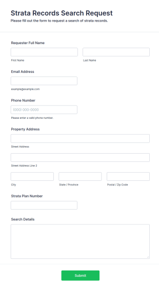 Strata Records Search Request Form Template