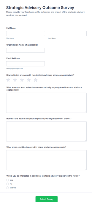 Strategic Advisory Outcome Survey Form Template