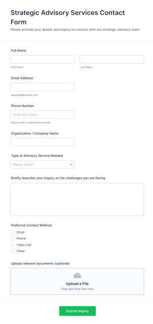 Strategic Advisory Services Contact Form Template