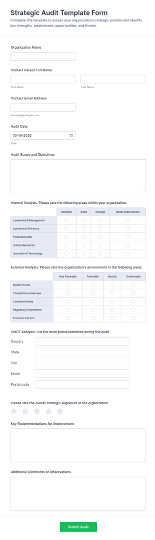 Strategic Audit Template Form