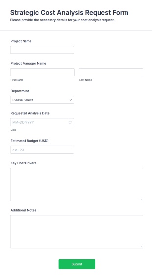 Strategic Cost Analysis Request Form Template