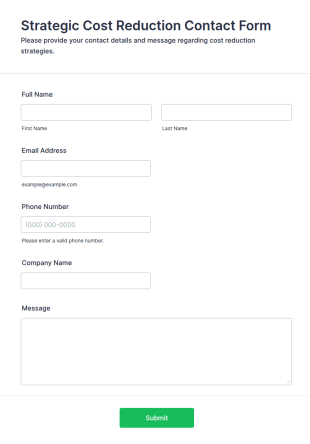 Strategic Cost Reduction Contact Form Template