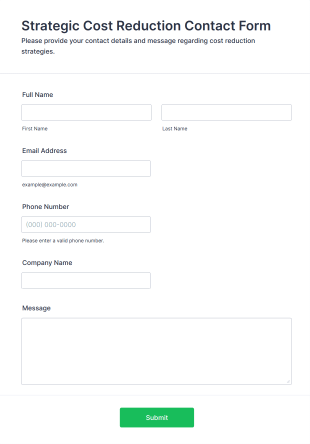 Strategic Cost Reduction Contact Form Template