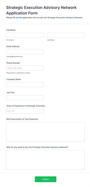 Strategic Execution Advisory Network Application Form Template