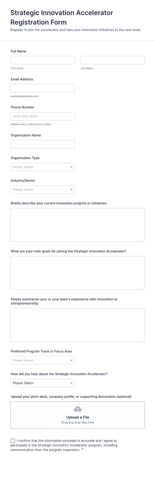 Strategic Innovation Accelerator Registration Form Template