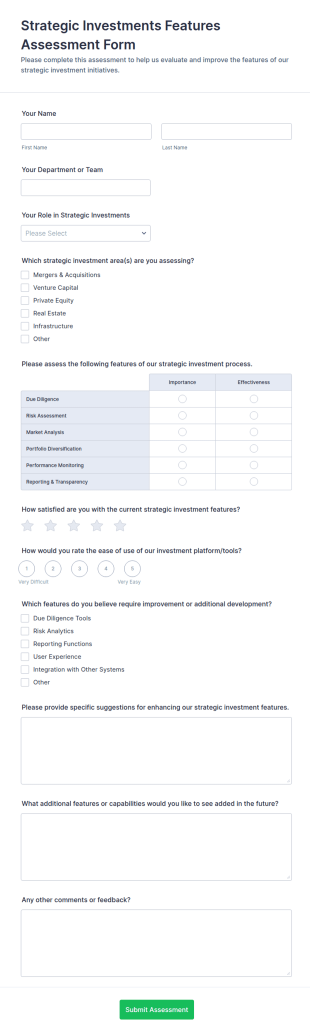 Strategic Investments Features Assessment Form Template