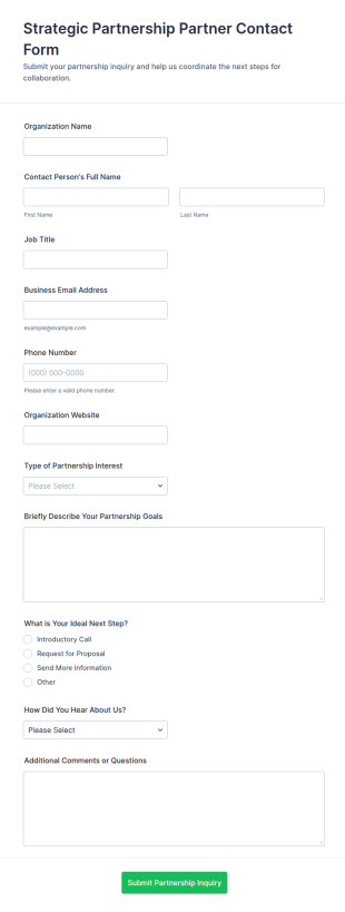 Strategic Partnership Partner Contact Form Template