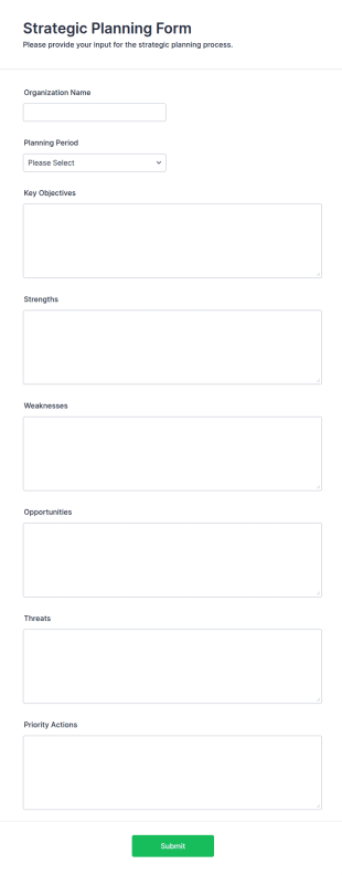 Strategic Planning Form Template