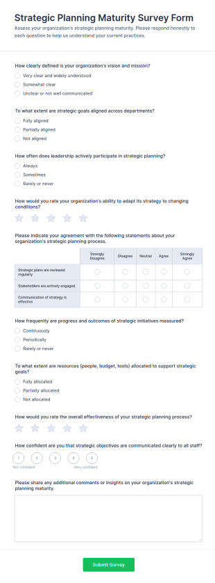 Strategic Planning Maturity Survey Form Template