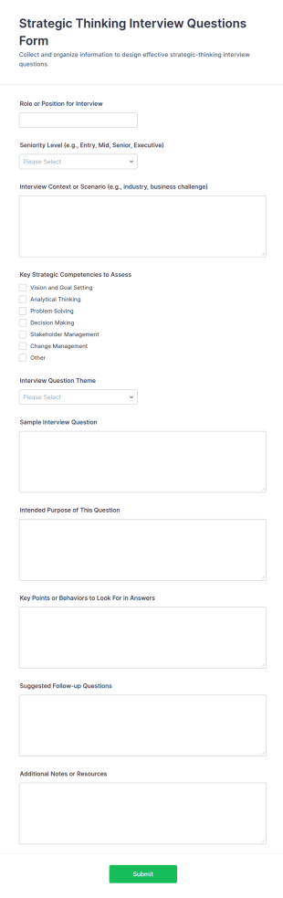 Strategic Thinking Interview Questions Form Template
