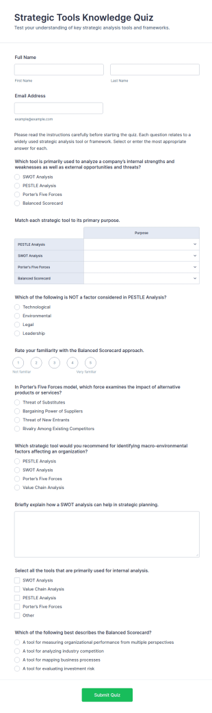 Strategic Tools Knowledge Quiz Form Template