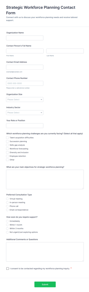 Strategic Workforce Planning Contact Form Template