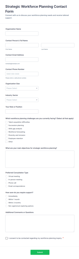 Strategic Workforce Planning Contact Form Template