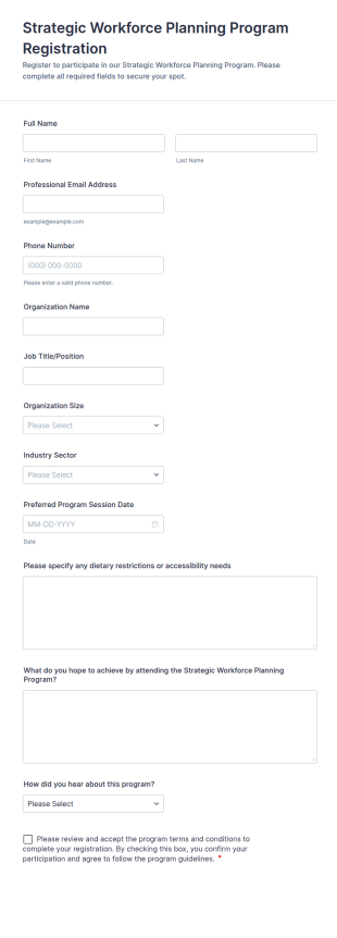Strategic Workforce Planning Program Registration Form Template