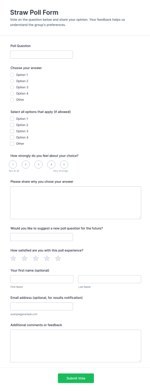Straw Poll Form Template
