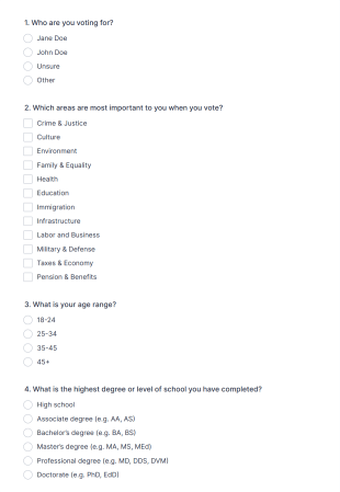 Straw Poll Form Template
