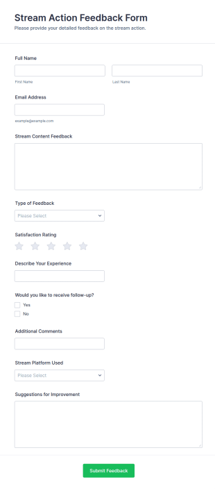 Stream Action Feedback Form Template
