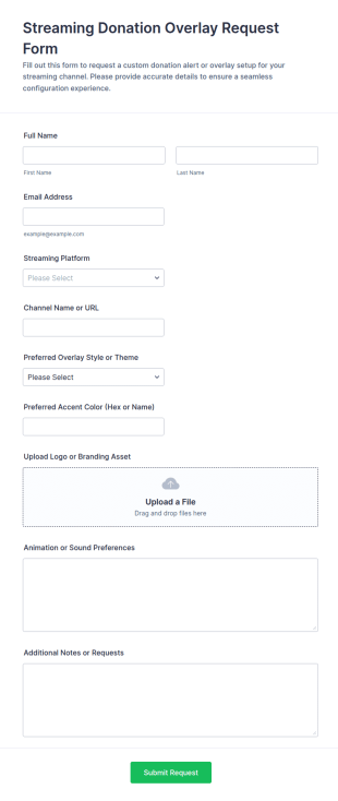 Streaming Donation Overlay Request Form Template