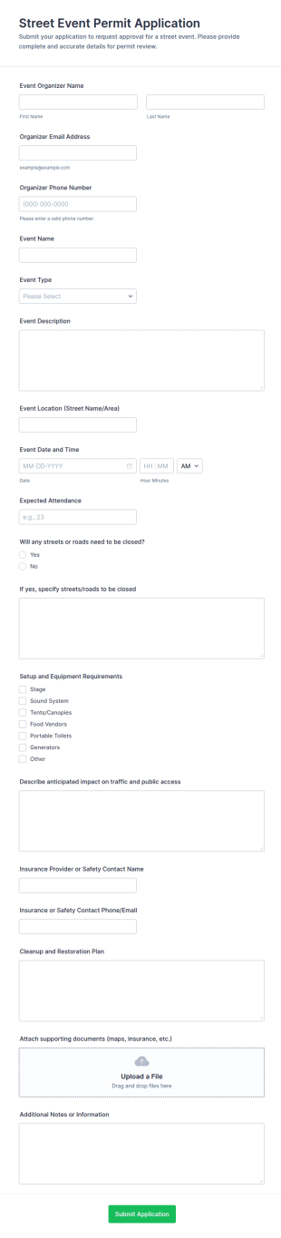 Street Event Permit Application Form Template