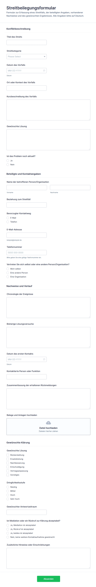 Streitbeilegungsformular