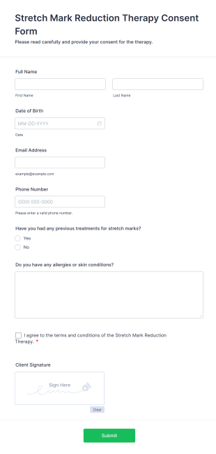 Stretch Mark Reduction Therapy Consent Form Form Template