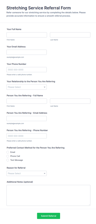 Stretching Service Referral Form Template