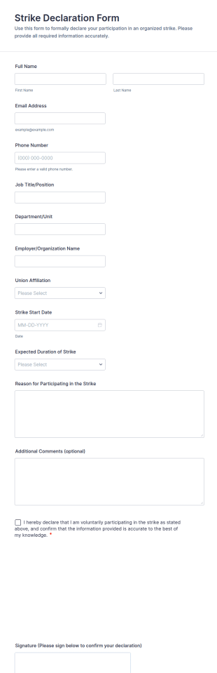 Strike Declaration Form Template