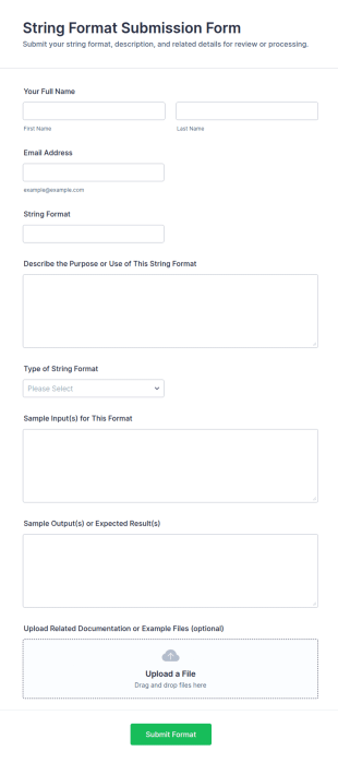String Format Submission Form Template