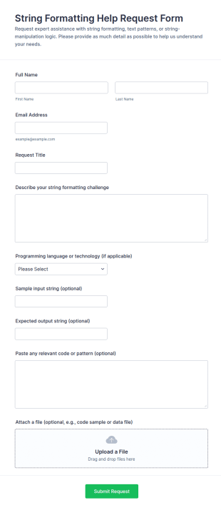 String Formatting Help Request Form Template