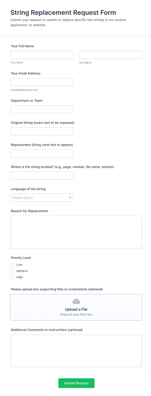 String Replacement Request Form Template