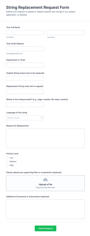 String Replacement Request Form Template