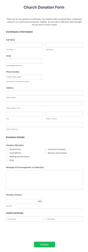 Stripe Church Donation Form Template