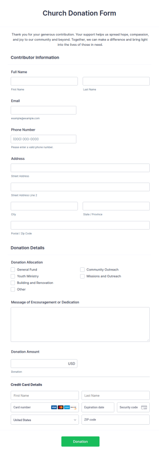 Stripe Church Donation Form Template
