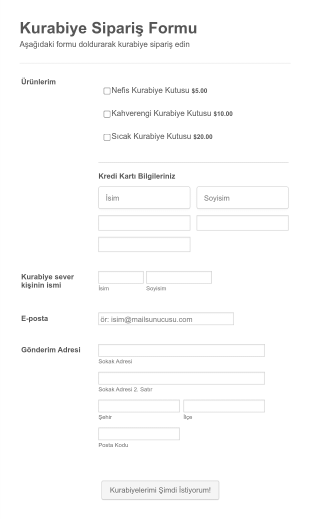 Stripe Kurabiye Sipariş Form Şablonu