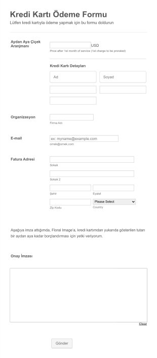 Stripe Ödeme Form Şablonu