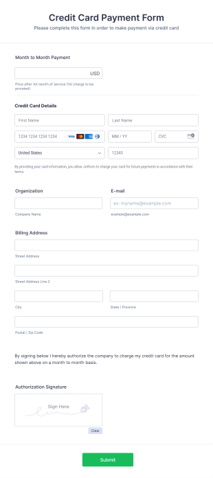 Stripe Payment Form Template