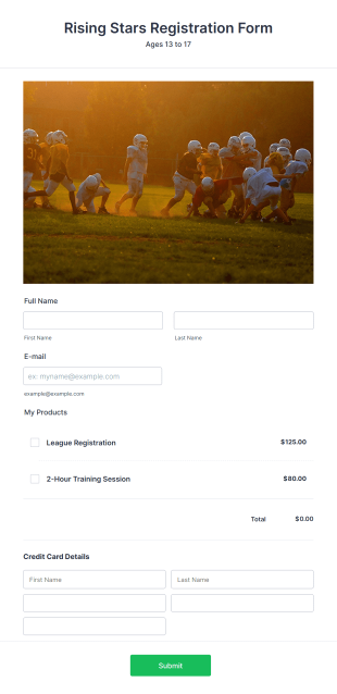 Stripe Registration Form Template