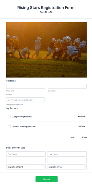 Stripe Registration Form Template