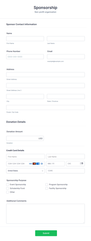 Stripe Sponsor Donation Form Template