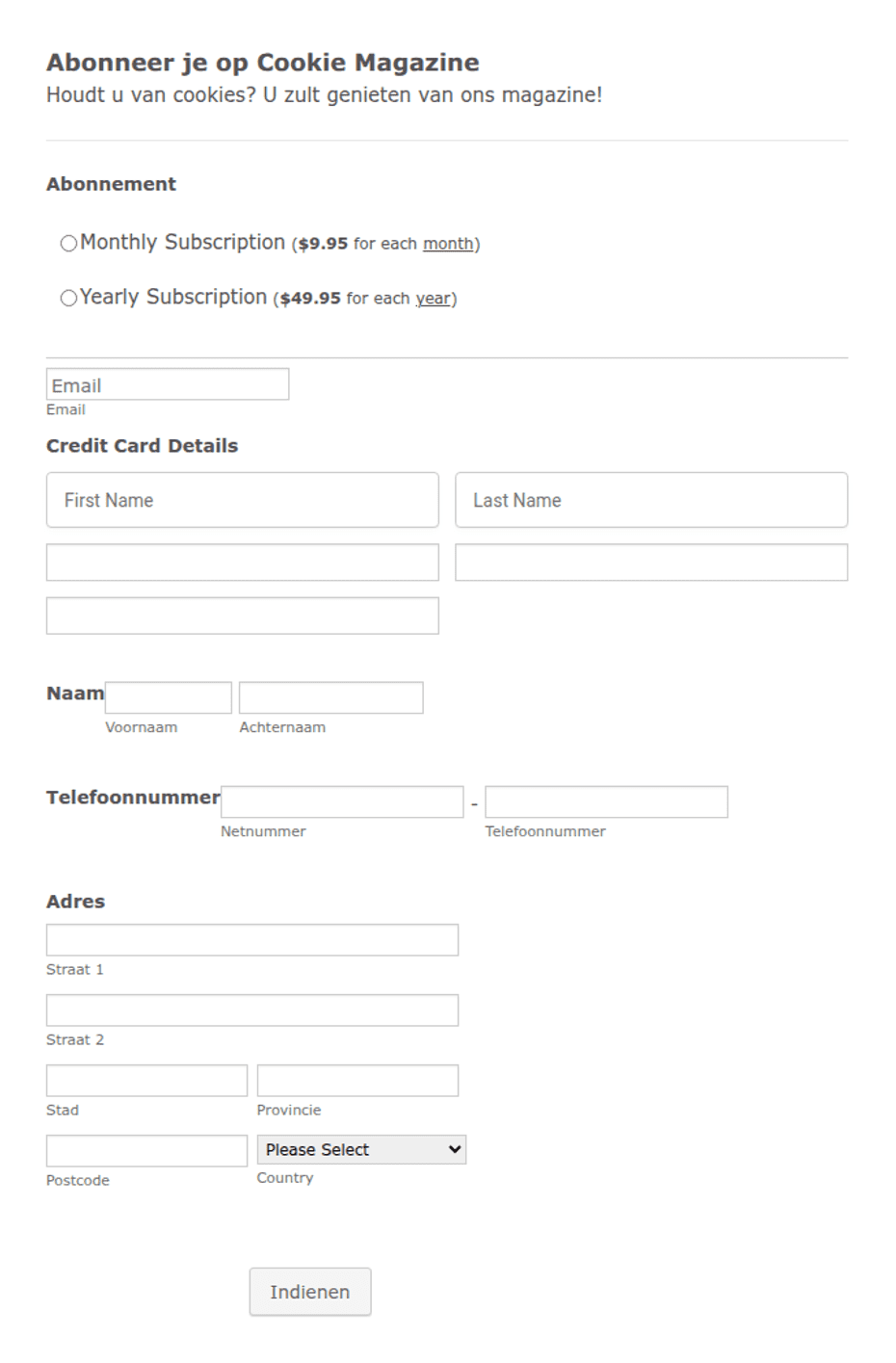 Stripe voorbeeld: Tijdschrift Aanvraag Formulier Formulier Sjabloon ...
