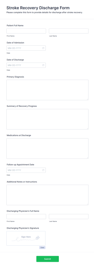 Stroke Recovery Discharge Form Template
