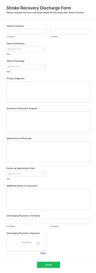 Stroke Recovery Discharge Form Template